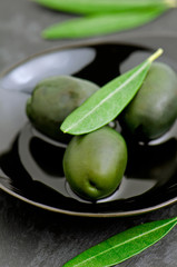 Green olives, close up