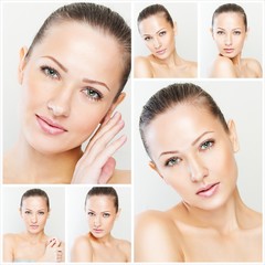 collage of a beautiful woman with perfect clean skin