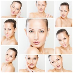 collage of a beautiful woman with perfect clean skin