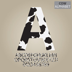 Cow Skin Alphabet and Numbers Vector