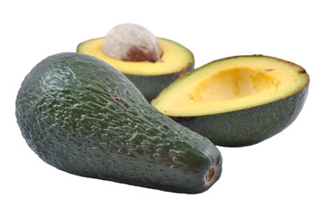 Green avocado on a white background
