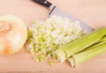 Chopping Celery and Onion