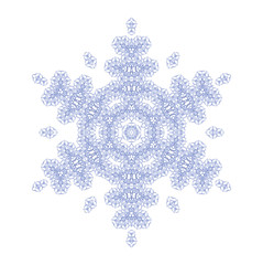 Blue abstract snowflake on white