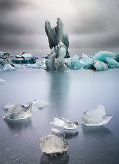 Iceberg landscape Iceland glacier drifting pack ice © kikkerdirk