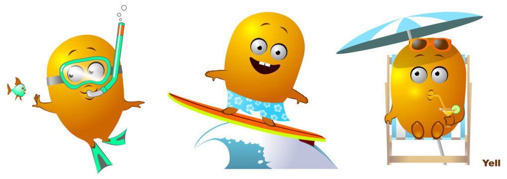 Funny character diver surfer tan