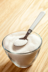 Fototapeta na wymiar Spoon in a bowl of sugar