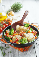 Roasted chicken thighs with vegetables