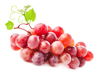Red grape with water drops, isolated on white