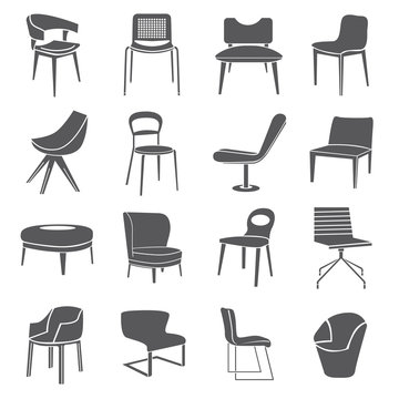 chair set, furniture icon set