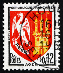 Postage stamp France 1964 Arms of Agen