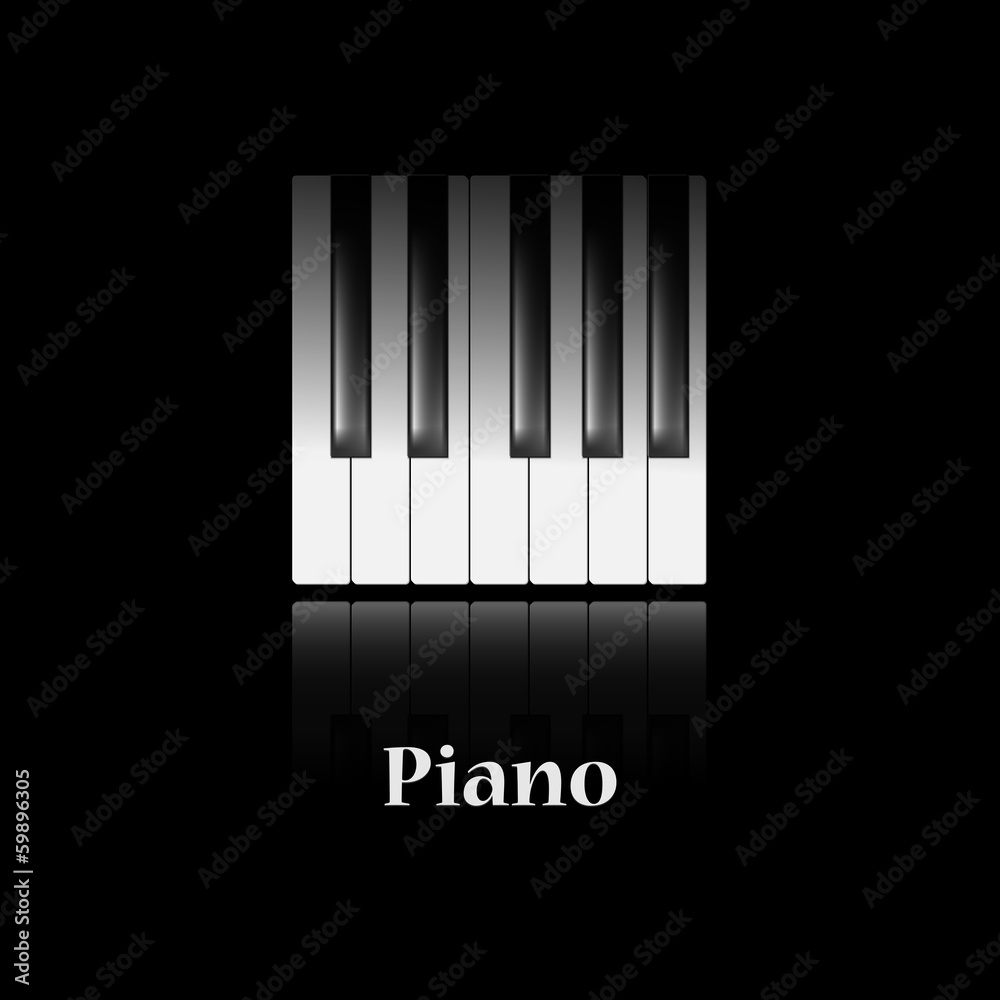 Wall mural Piano keys on black background