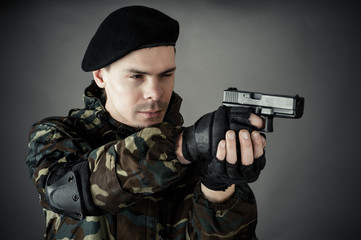 Fototapeta premium man practiced in improving shooting skills