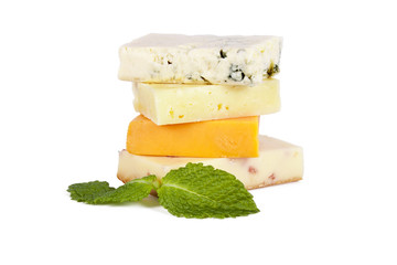 cheese in portions isolated on white background