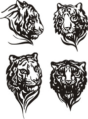 Set of tiger heads