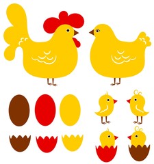 Wielkanoc kurczak pisanki - obrazy, fototapety, plakaty