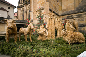 Christmas straw sculptures