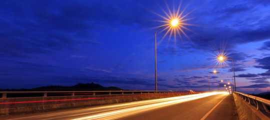 Light trails at blue hour