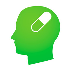 Silhouetted head with an icon