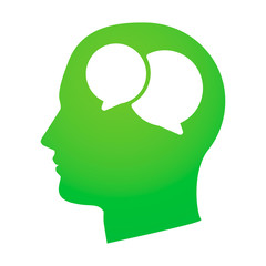 Silhouetted head with an icon