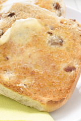 Toasted teacakes with melting butter