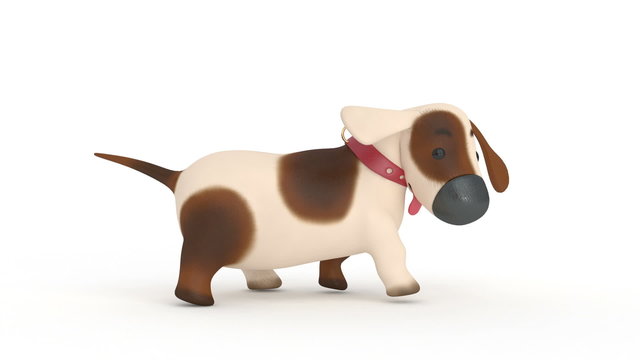 The 3D puppy runs.