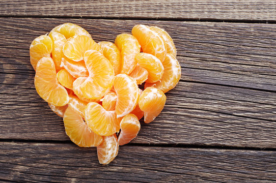 Tangerine in the shape of hearts