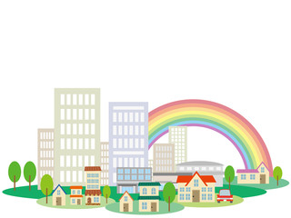 町並み（虹）