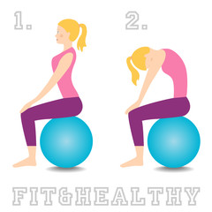 Gym Ball exercises for healthy back. Cat cow exercise.