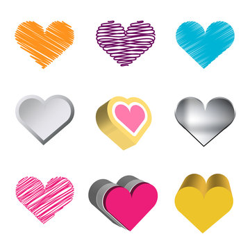 Love hearts icons. Love collection.