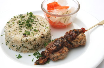 herb fried rice with meat ball