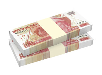 Mexican pesos isolated on white background.