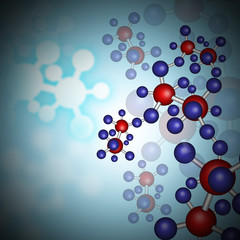 molecules on abstract background,