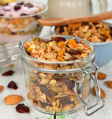 Granola with fruit and nuts