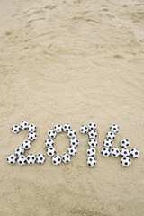 Fototapeta na wymiar Soccer 2014 Message on Brazil Beach