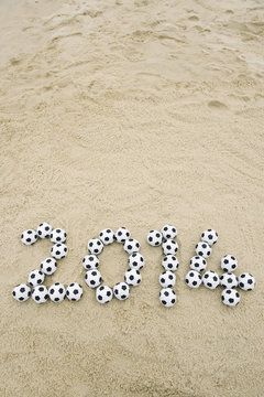 Soccer 2014 Message on Brazil Beach