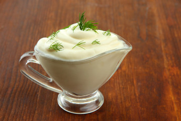 Sour cream on table close-up