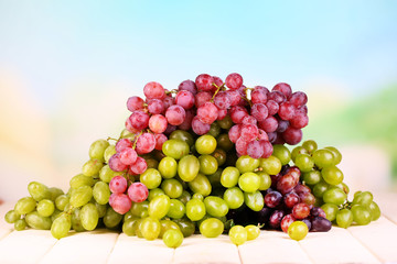 Ripe green and purple grapes