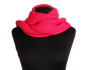 Mannequin wearing scarf isolated on white