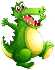 A playful green crocodile