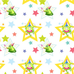 A seamless design with monsters celebrating