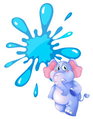 A gray elephant and an empty blue template