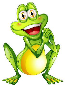 A cheerful green frog