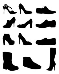 Silhouettes of shoes, vector