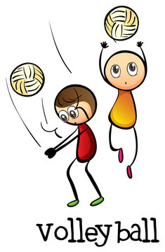 Stickmen playing volleyballs