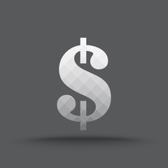 Vector of transparent dollar sign icon on isolated background