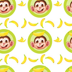 Fototapeta premium A seamless design with monkeys and bananas