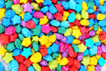 Paper stars with dreams close-up