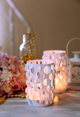 Home decor, candle lights on table