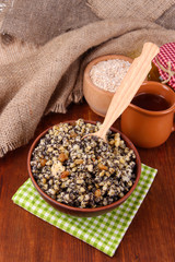 Bowl with kutia -  traditional Christmas sweet meal in Ukraine,
