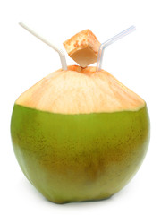 Obraz na płótnie Canvas Green coconut with pipes